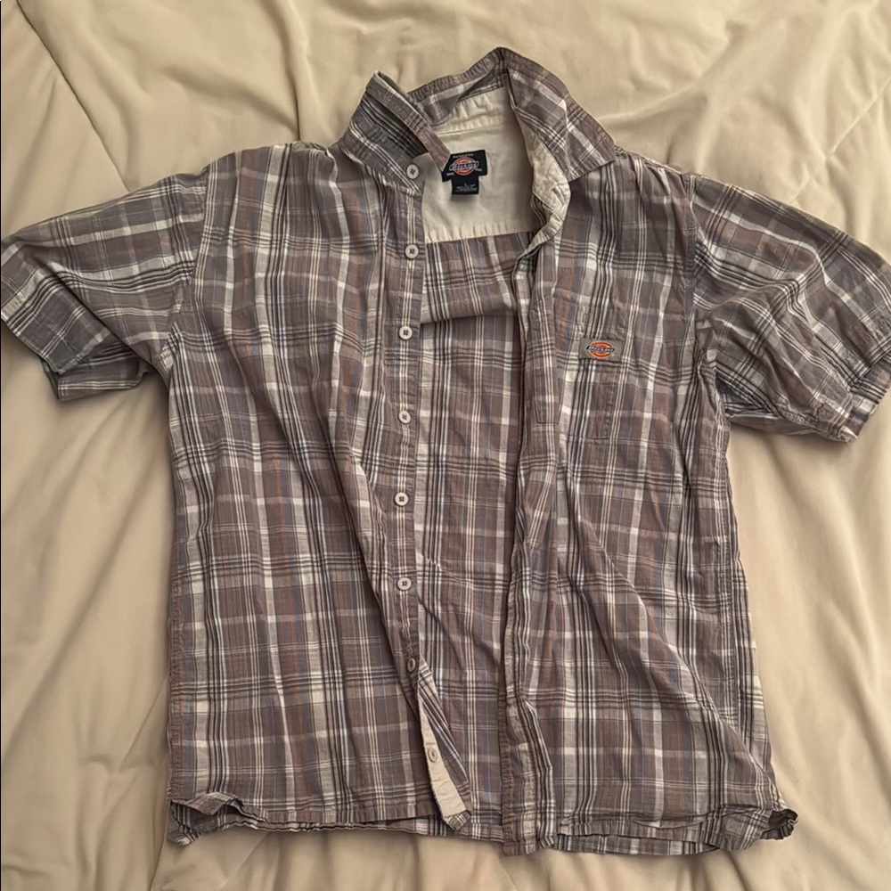 Dickies Men's Plaid Short Sleeve Shirt - Gray